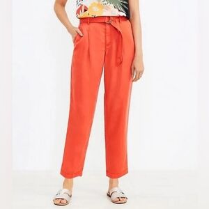 ❤️LOFT CORAL SUMMER BELTED EMORY TAPERED PANTS☆